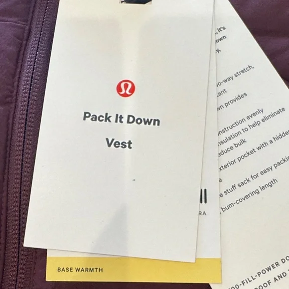 Lululemon Athletica Burgundy Pack It Down Vest - Picture 6 of 7